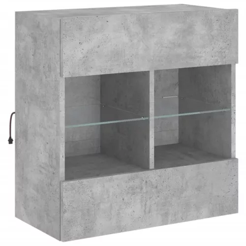 Betonszürke falra szerelhető TV-szekrény LED-del 58,5x30x60,5cm