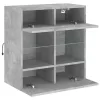Betonszürke falra szerelhető TV-szekrény LED-del 58,5x30x60,5cm