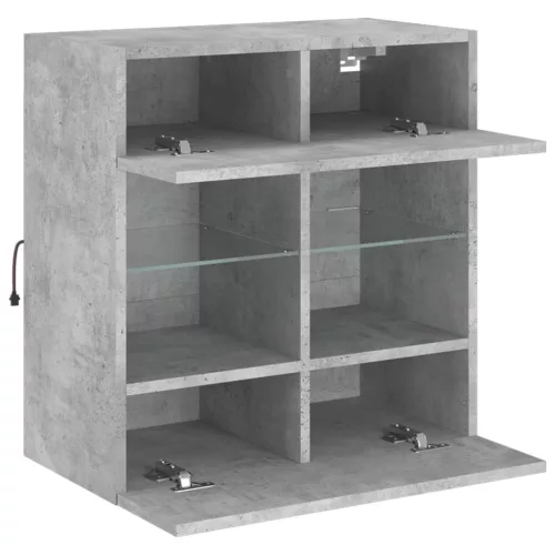 Betonszürke falra szerelhető TV-szekrény LED-del 58,5x30x60,5cm