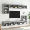 Betonszürke TV-szekrény LED-világítással 80 x 30 x 30 cm