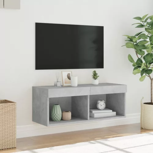 Betonszürke TV-szekrény LED-világítással 80 x 30 x 30 cm