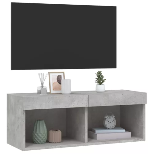 Betonszürke TV-szekrény LED-világítással 80 x 30 x 30 cm
