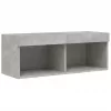 Betonszürke TV-szekrény LED-világítással 80 x 30 x 30 cm