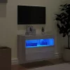 Szürke sonoma színű fali TV-szekrény LED-ekkel 60x30x40 cm