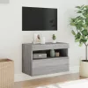 Szürke sonoma színű fali TV-szekrény LED-ekkel 60x30x40 cm