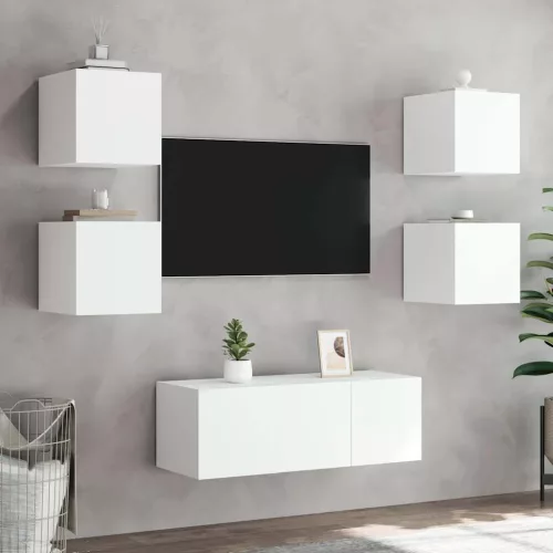 Fehér fali TV-szekrény LED-világítással 30,5x35x30 cm