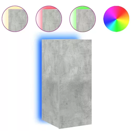 Betonszürke falra szerelhető TV-szekrény LED-del 30,5x35x70 cm