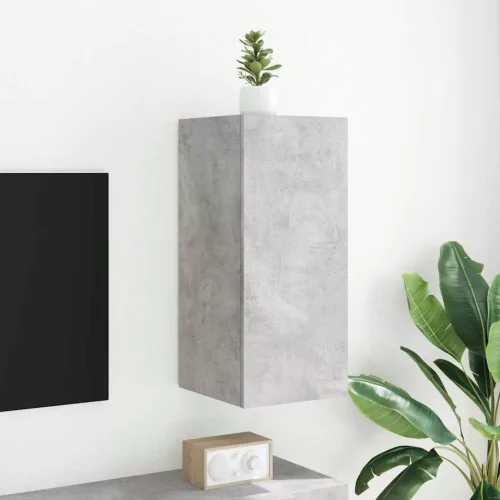 Betonszürke falra szerelhető TV-szekrény LED-del 30,5x35x70 cm