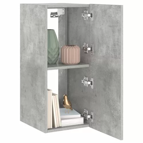 Betonszürke falra szerelhető TV-szekrény LED-del 30,5x35x70 cm