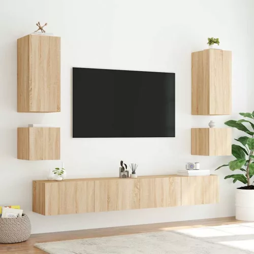 Sonoma tölgy színű fali TV-szekrény LED-ekkel 40,5x35x40 cm