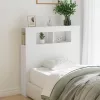 Fehér szerelt fa LED-es fejtámla 100x18,5x103,5 cm