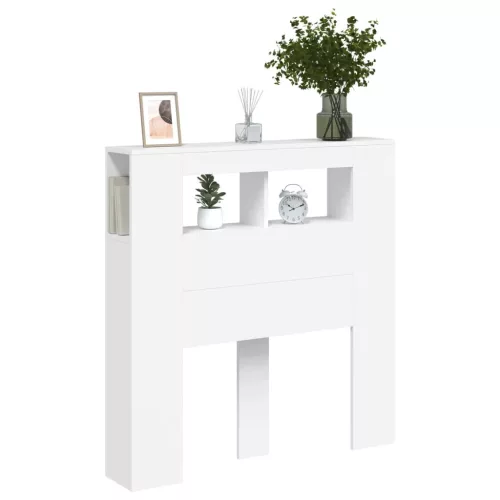 Fehér szerelt fa LED-es fejtámla 100x18,5x103,5 cm