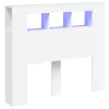 Fehér szerelt fa LED-es fejtámla 120x18,5x103,5 cm