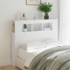 Fehér szerelt fa LED-es fejtámla 120x18,5x103,5 cm
