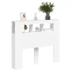 Fehér szerelt fa LED-es fejtámla 120x18,5x103,5 cm