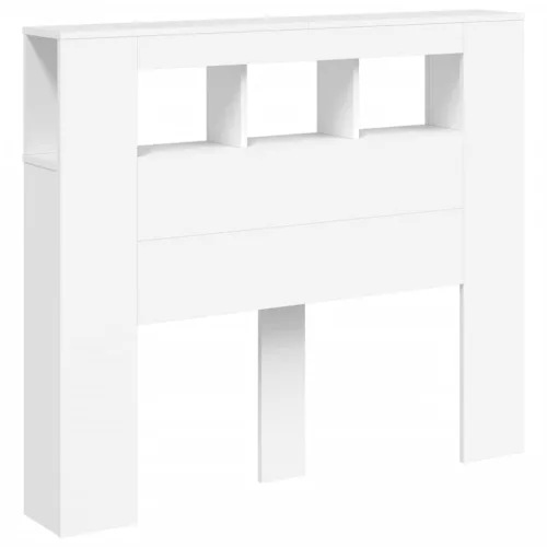 Fehér szerelt fa LED-es fejtámla 120x18,5x103,5 cm