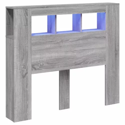 Szürke sonoma szerelt fa LED-es fejtámla 120 x 18,5 x 103,5 cm
