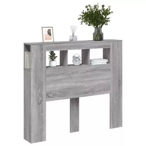 Szürke sonoma szerelt fa LED-es fejtámla 120 x 18,5 x 103,5 cm