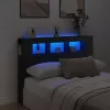Fekete szerelt fa LED-es fejtámla 140x18,5x103,5 cm