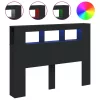 Fekete szerelt fa LED-es fejtámla 140x18,5x103,5 cm