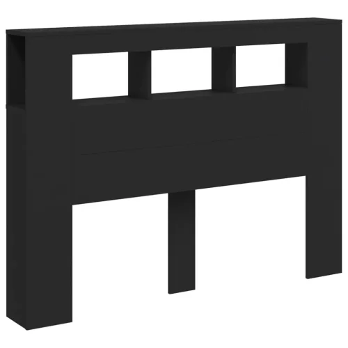 Fekete szerelt fa LED-es fejtámla 140x18,5x103,5 cm