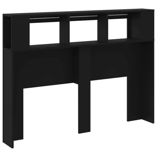 Fekete szerelt fa LED-es fejtámla 140x18,5x103,5 cm