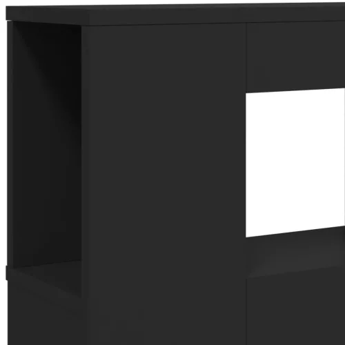 Fekete szerelt fa LED-es fejtámla 140x18,5x103,5 cm