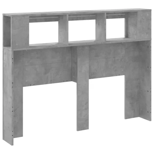 Betonszürke szerelt fa LED-es fejtámla 140x18,5x103,5 cm