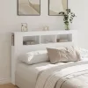 Fehér szerelt fa LED-es fejtámla 160x18,5x103,5 cm
