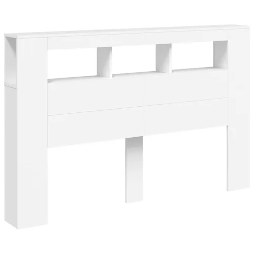 Fehér szerelt fa LED-es fejtámla 160x18,5x103,5 cm
