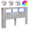 Betonszürke szerelt fa LED-es fejtámla 160x18,5x103,5 cm