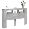 Betonszürke szerelt fa LED-es fejtámla 160x18,5x103,5 cm