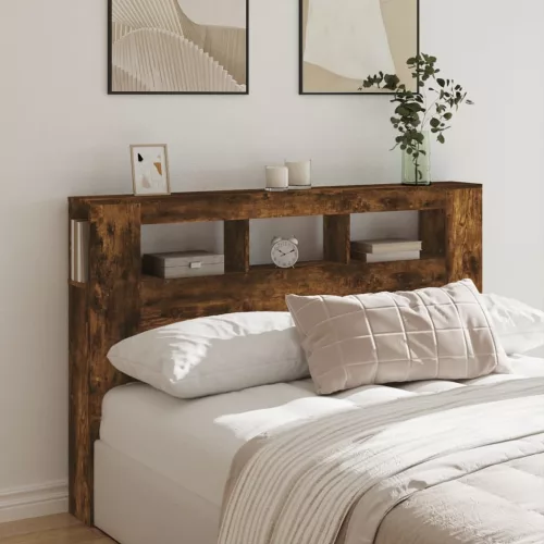 Sonoma tölgy színű szerelt fa LED-es fejtámla 160x18,5x103,5 cm