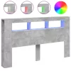 Betonszürke szerelt fa LED-es fejtámla 180x18,5x103,5 cm