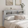 Betonszürke szerelt fa LED-es fejtámla 180x18,5x103,5 cm