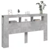 Betonszürke szerelt fa LED-es fejtámla 180x18,5x103,5 cm