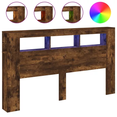 Sonoma tölgy színű szerelt fa LED-es fejtámla 180x18,5x103,5 cm