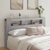 Szürke sonoma szerelt fa LED-es fejtámla 180x18,5x103,5 cm