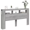 Szürke sonoma szerelt fa LED-es fejtámla 180x18,5x103,5 cm