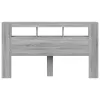 Szürke sonoma szerelt fa LED-es fejtámla 180x18,5x103,5 cm