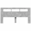 Betonszürke szerelt fa LED-es fejtámla 200 x 18,5 x 103,5 cm