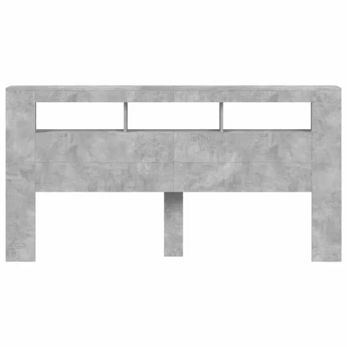 Betonszürke szerelt fa LED-es fejtámla 200 x 18,5 x 103,5 cm