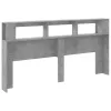 Betonszürke szerelt fa LED-es fejtámla 200 x 18,5 x 103,5 cm