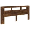 Sonoma tölgy színű szerelt fa LED-es fejtámla 220x18,5x103,5 cm