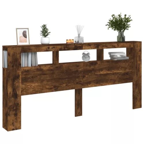 Sonoma tölgy színű szerelt fa LED-es fejtámla 220x18,5x103,5 cm