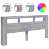 Szürke sonoma szerelt fa LED-es fejtámla 220 x 18,5 x 103,5 cm