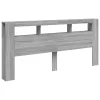 Szürke sonoma szerelt fa LED-es fejtámla 220 x 18,5 x 103,5 cm