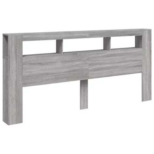 Szürke sonoma szerelt fa LED-es fejtámla 220 x 18,5 x 103,5 cm