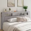 Szürke sonoma szerelt fa LED-es fejtámla 220 x 18,5 x 103,5 cm