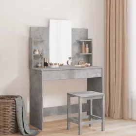 Betonszürke fésülködőasztal tükörrel 96 x 39 x 142 cm